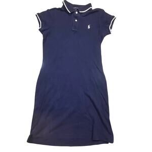 Ralph Lauren Navy Polo Shirt Dress Girls Medium Preppy Classic Straight School